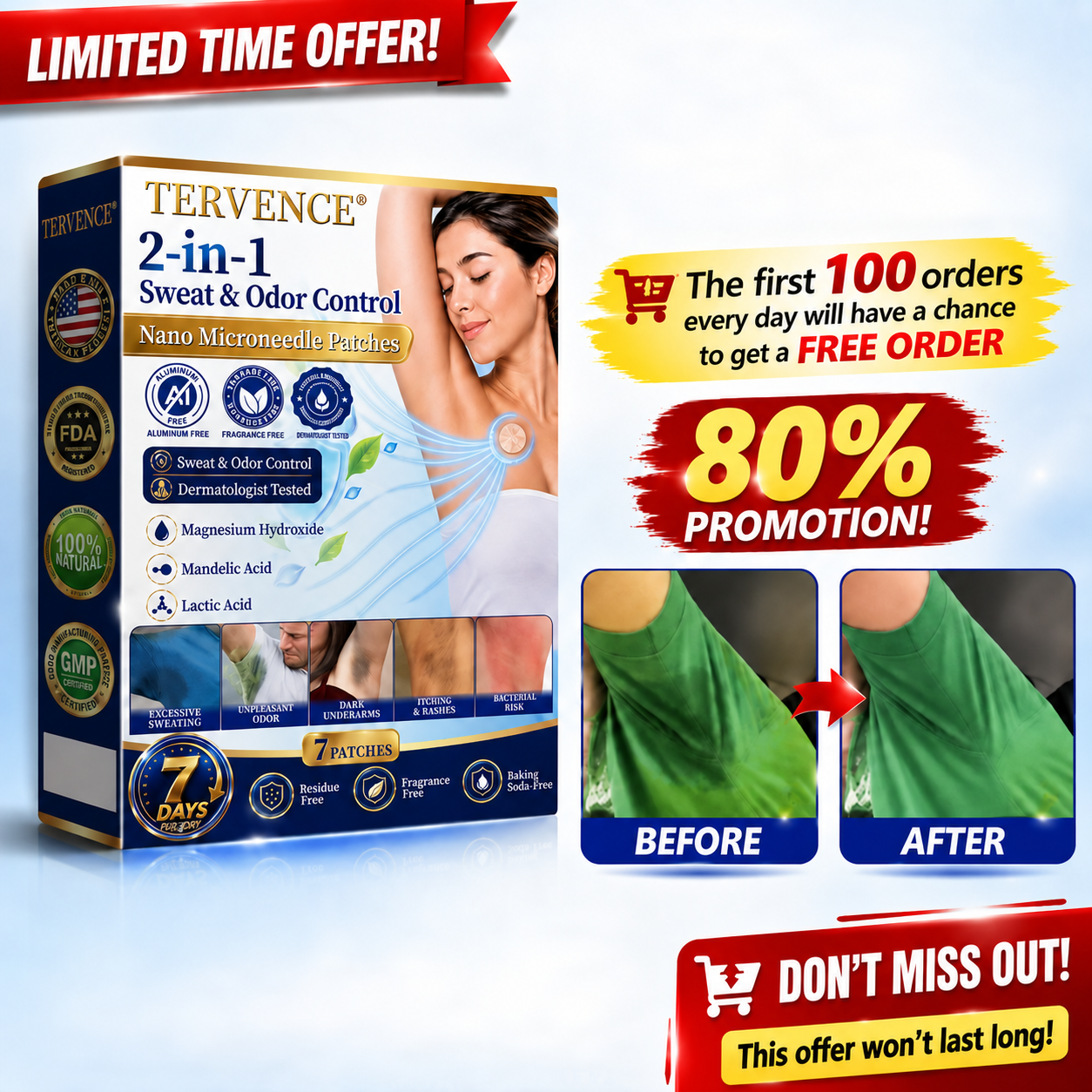TERVENCE® 2-in-1 Advanced Sweat Control & Deodorant Microneedle Patches
