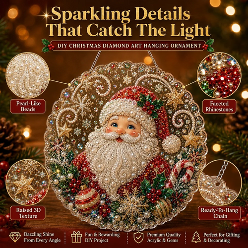 🎄 LAST DAY 49% OFF – ✨ Christmas Pearl Diamond Art Hanging Ornament Kit