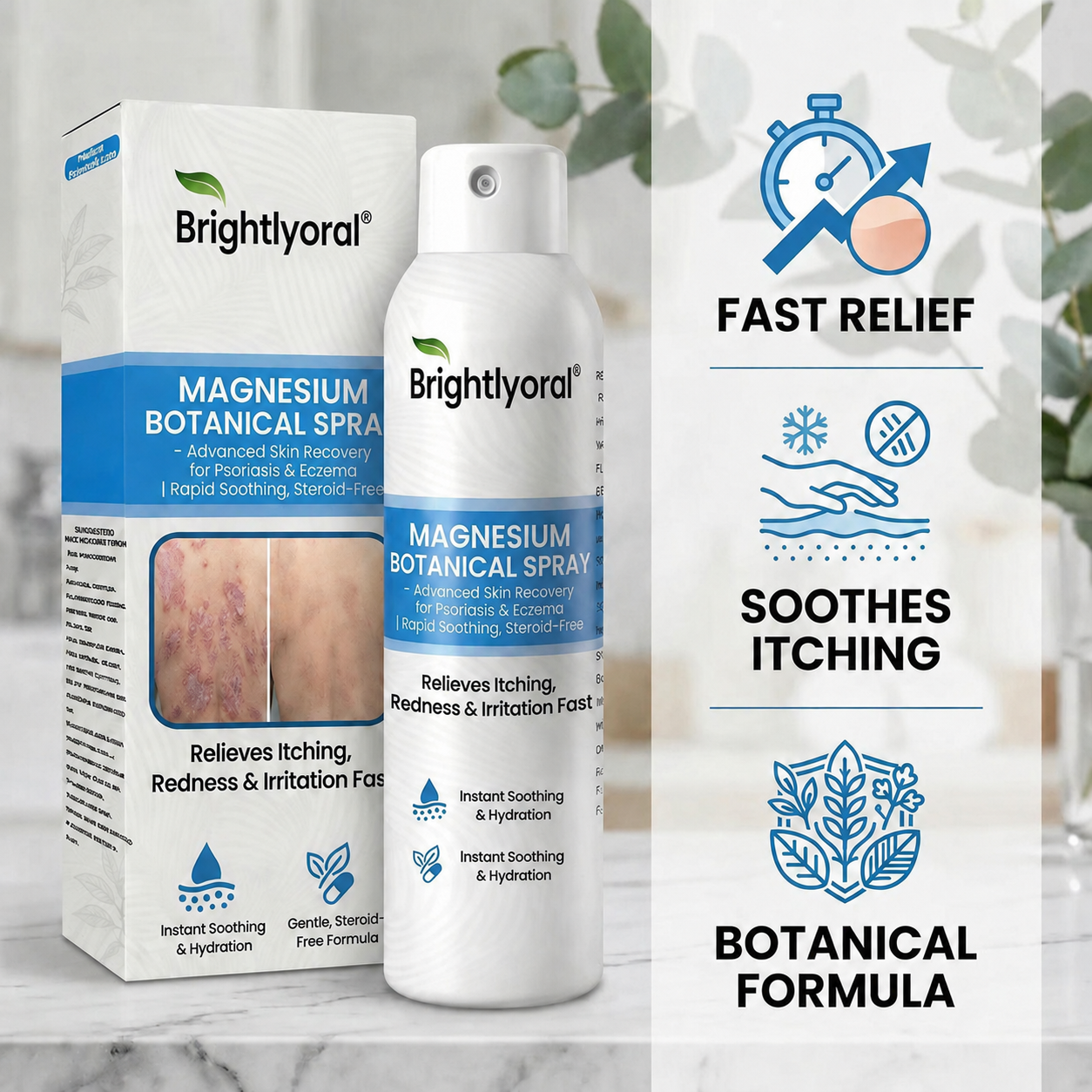✨Brightlyoral® Magnesium Botanical Spray –  Advanced Skin Recovery for Psoriasis & Eczema | Rapid Soothing, Steroid-Free
