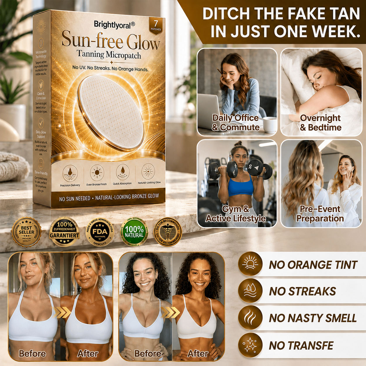 Brightlyoral®Sun-Free Glow Tanning Micropatch